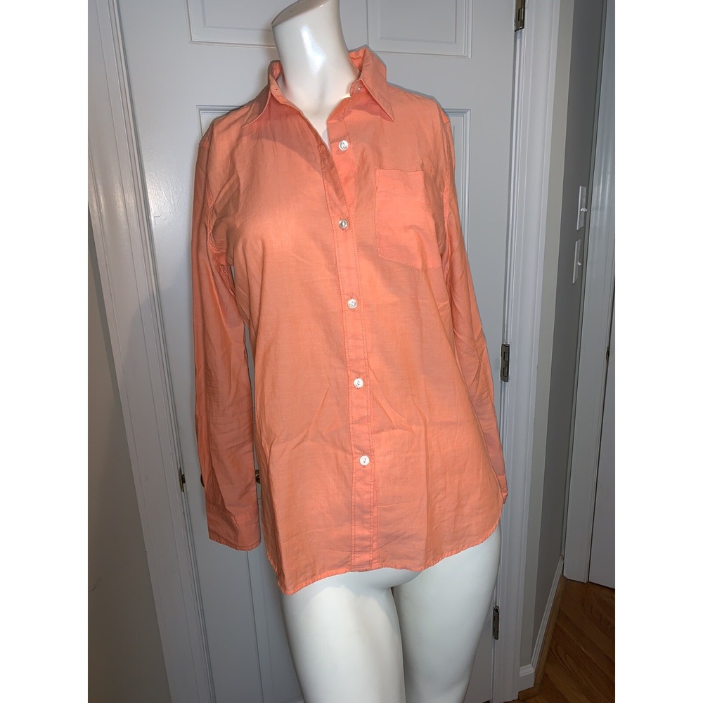 LAUREN RALPH LAUREN sherbet orange cotton button down long sleeve ‎ shirt sz S